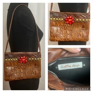 Kurt Men Design Rare Red Coral Flower Shoulder Bag